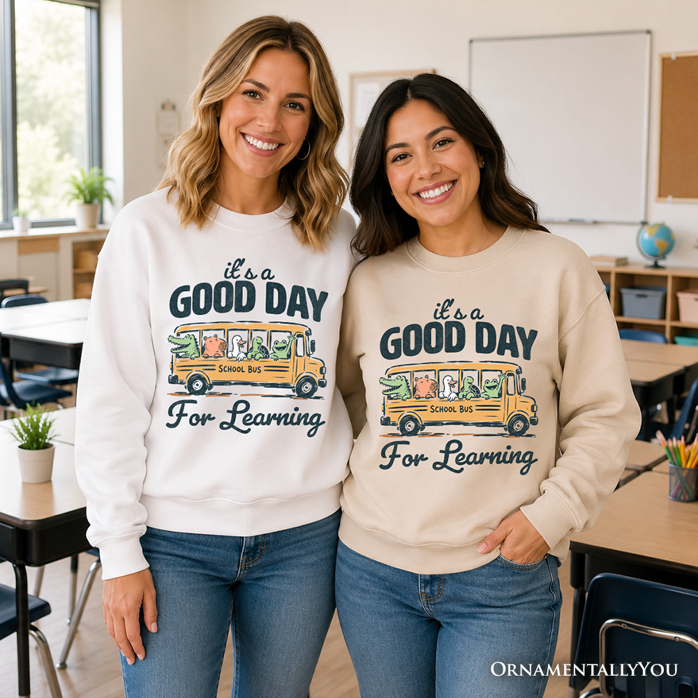 Vintage Good Day for Learning School Bus Sweatshirt, Back to School Sweater