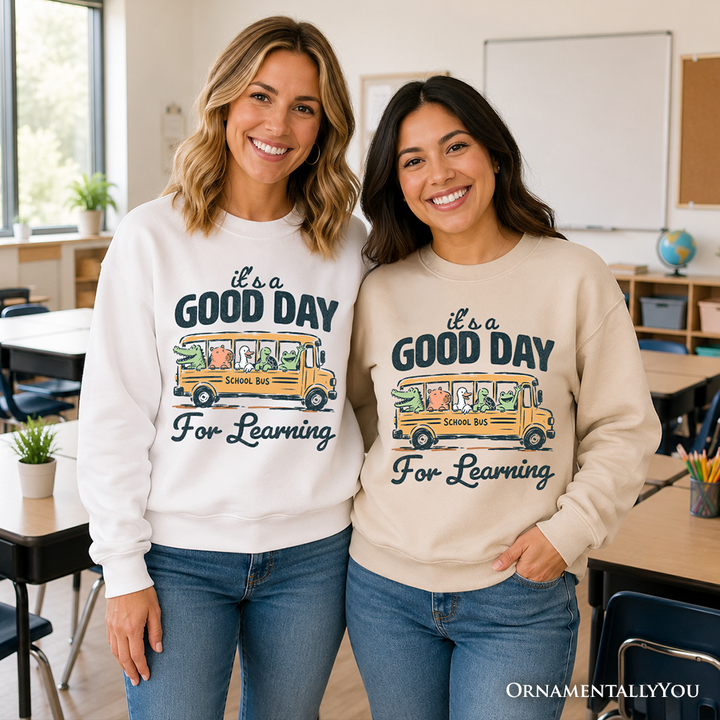 Vintage Good Day for Learning School Bus Sweatshirt, Back to School Sweater