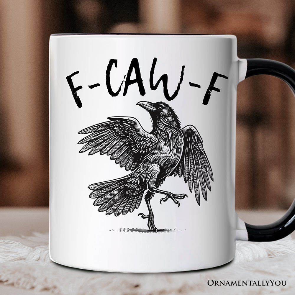 F-CAW-F Gothic Raven Personalized Mug, Snarky Halloween Gift with Custom Name Personalized Ceramic Mug OrnamentallyYou 