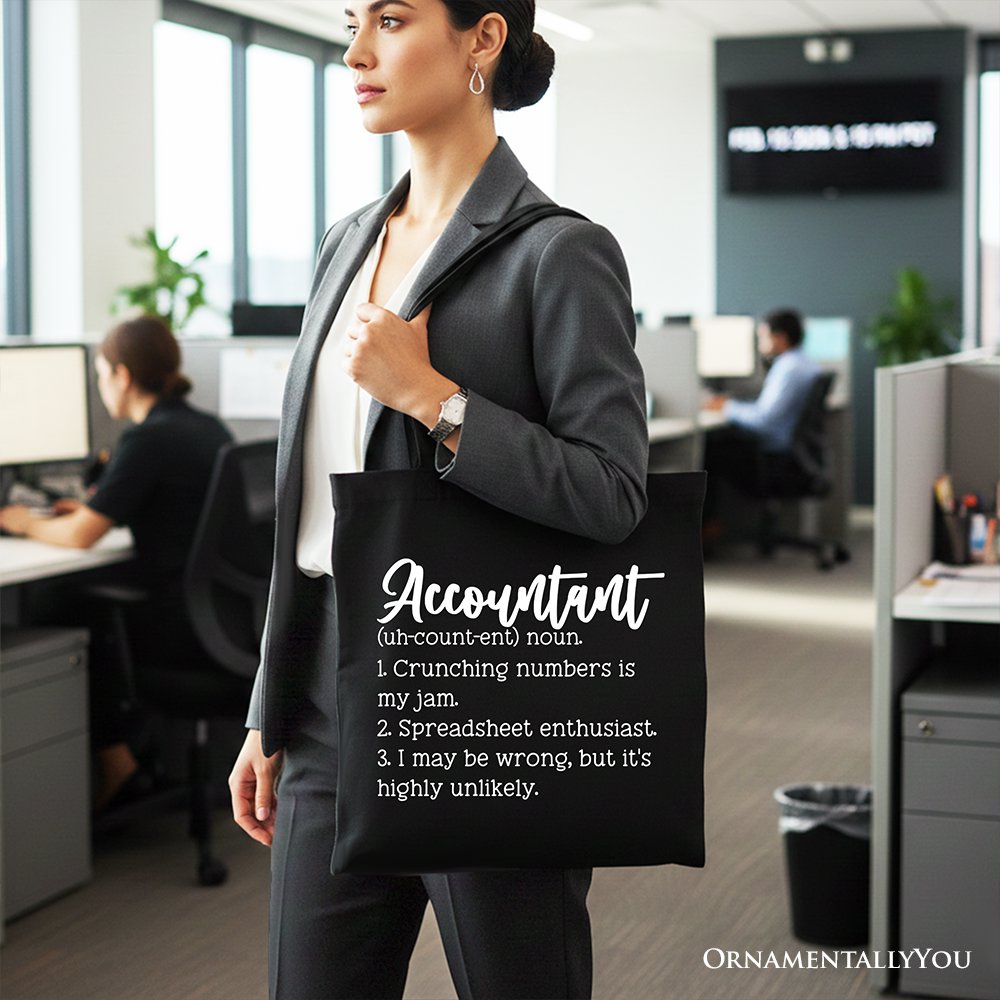 Accountant Definition Canvas Tote Bag, Finance Office Employee Gift Shopper Tote Bag OrnamentallyYou 