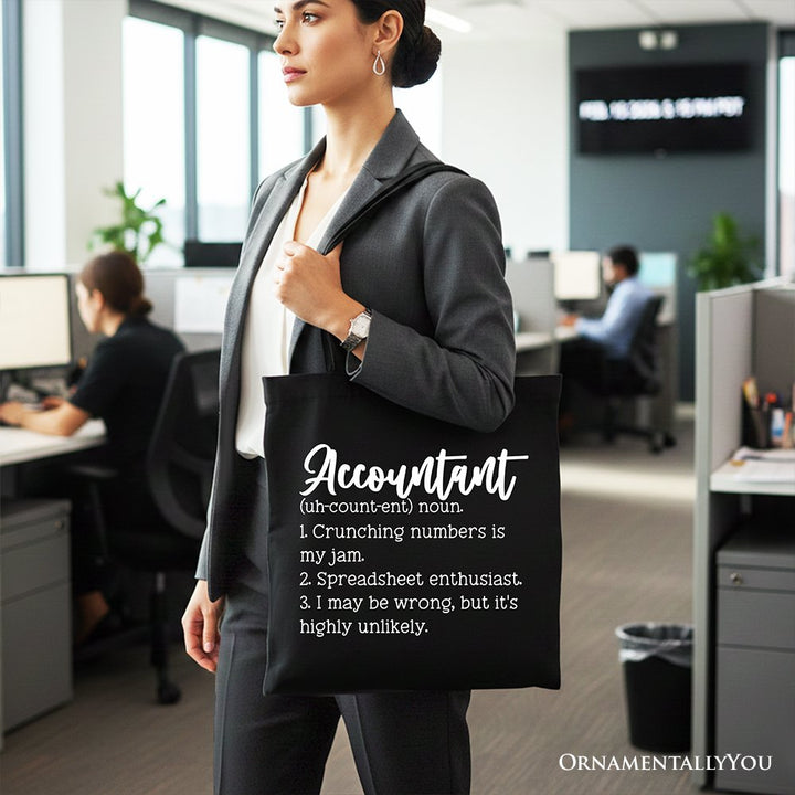 Accountant Definition Canvas Tote Bag, Finance Office Employee Gift Shopper Tote Bag OrnamentallyYou 