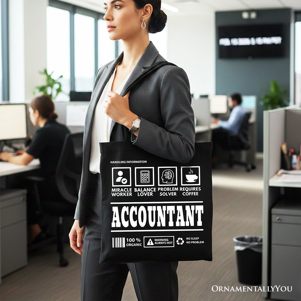 Accountant Nutrition Facts Tote Bag, Bookkeeper Humor Gift Shopper Tote Bag OrnamentallyYou 