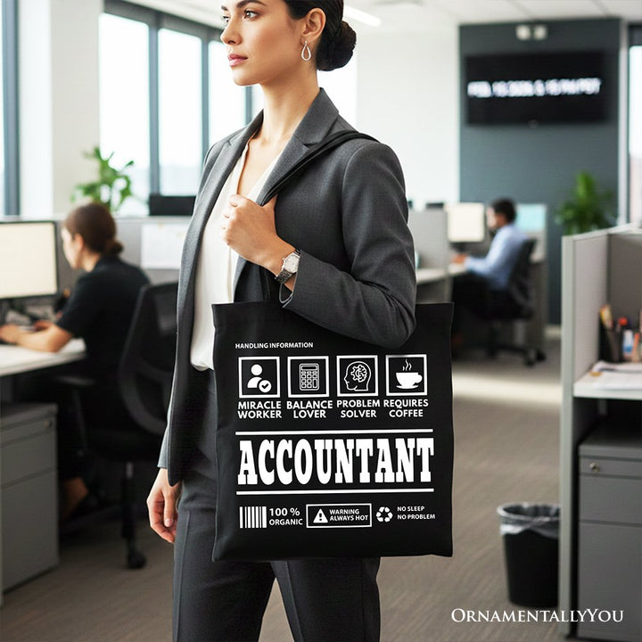 Accountant Nutrition Facts Tote Bag, Bookkeeper Humor Gift Shopper Tote Bag OrnamentallyYou 