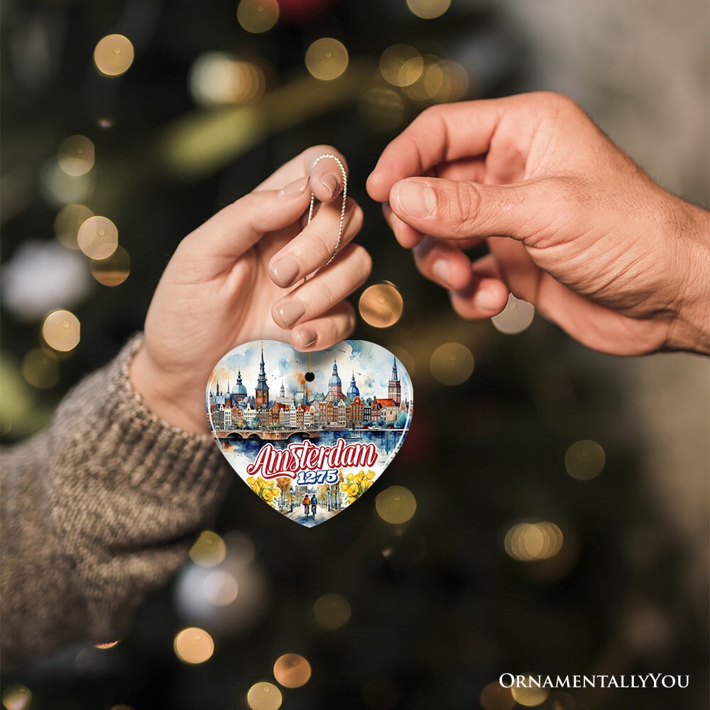 Artistic Amsterdam Landmarks and Heritage Christmas Ornament, Cultural Netherlands Gift and Keepsake Ceramic Ornament OrnamentallyYou 