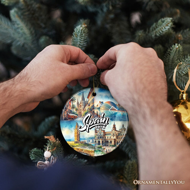 Artistic Spain Cultural Heritage and Landmarks Ornament, Christmas Tree Decor and Keepsake Ceramic Ornament OrnamentallyYou 