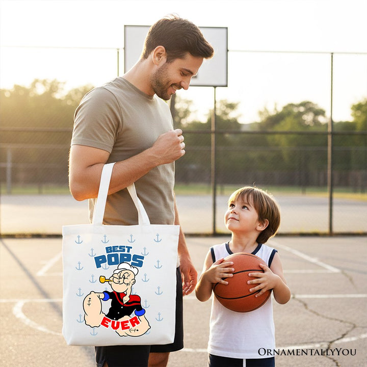 Best Pops Ever Canvas Tote Bag, Classic Popeye the Sailorman Dad Gift Bag for Fun and Strong Dads Tote Bag OrnamentallyYou 
