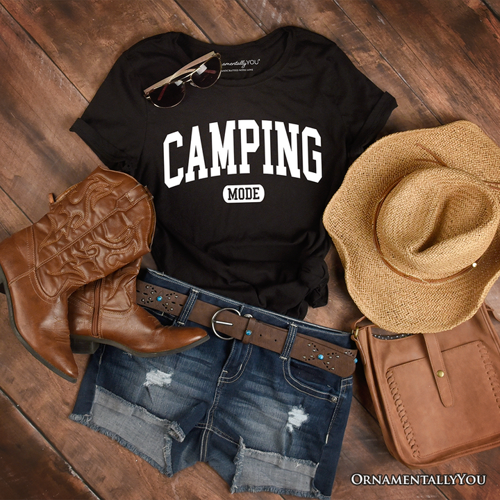 Camping Mode Varsity T-Shirt, Minimalist Outdoors Tee