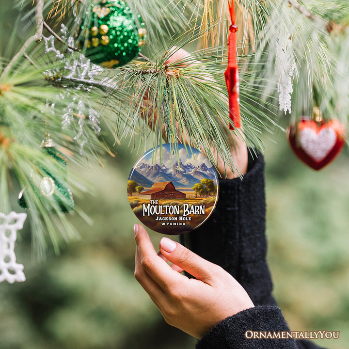 Charming Jackson Hole Mountain Town Ornament, Wyoming Landmark Christmas Gift and Rustic Western Souvenir