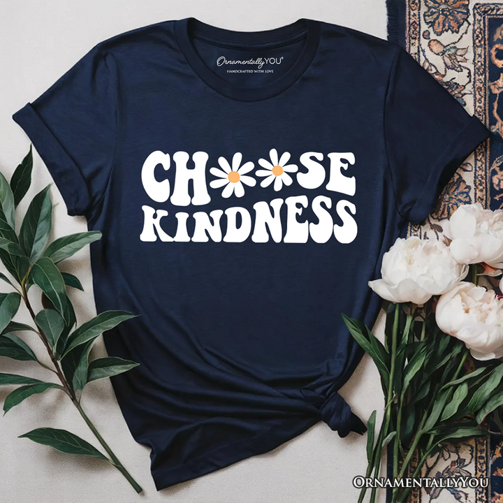 Choose Kindness Daisies T-Shirt, Retro Groovy Positive Quote Tee
