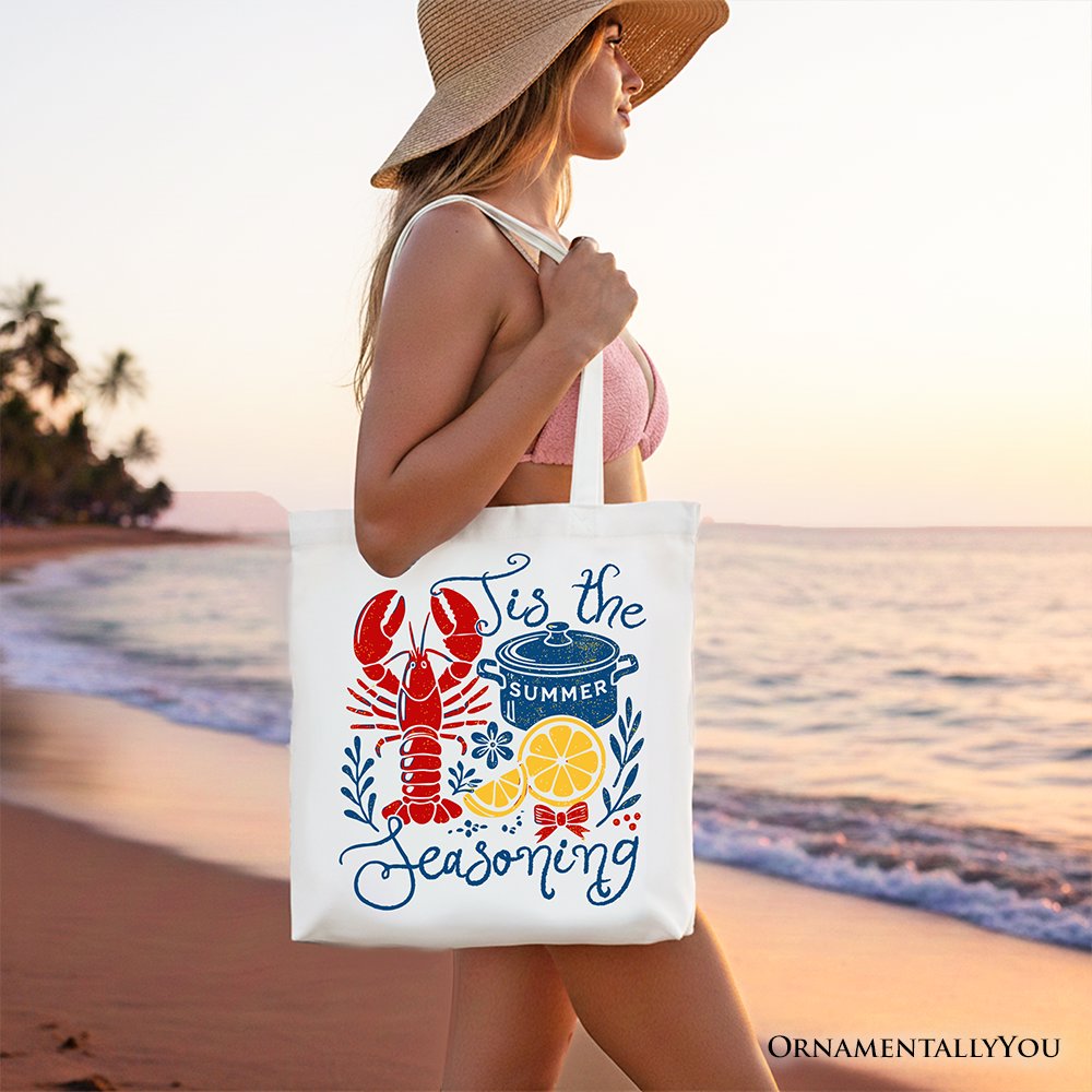 Crawfish Boil Season Summer Tote Bag, Seafood Funny Retro Gift Shopper Tote Bag OrnamentallyYou 