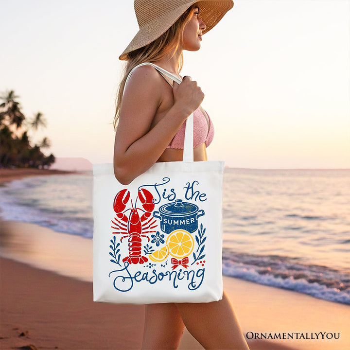 Crawfish Boil Season Summer Tote Bag, Seafood Funny Retro Gift Shopper Tote Bag OrnamentallyYou 