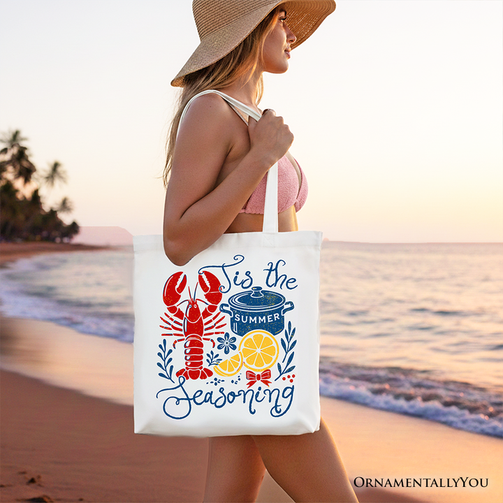 Crawfish Boil Season Summer Tote Bag, Seafood Funny Retro Gift Shopper