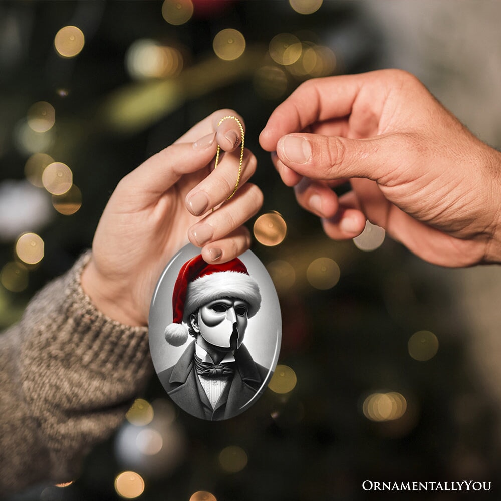 Dark Elegance Phantom of the Opera Santa Ornament, Mysterious Holiday Decor for Haunted Homes Ceramic Ornament OrnamentallyYou 