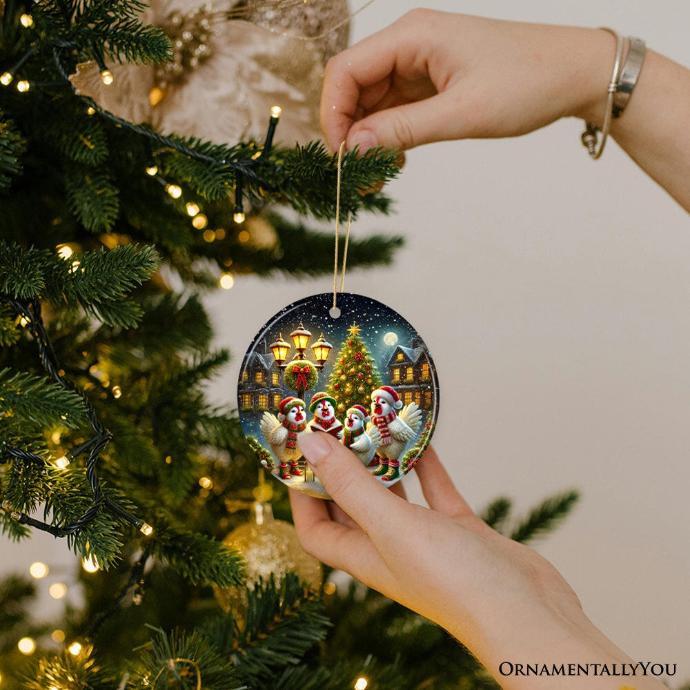 Delightful Victorian Chicken Carolers Ornament, Cozy Christmas Tree Decor Ceramic Ornament OrnamentallyYou 