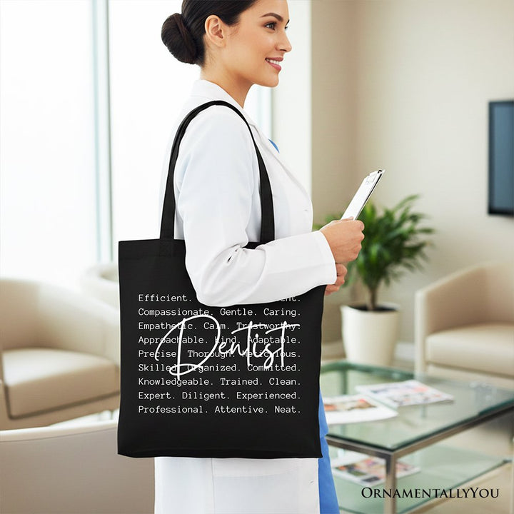 Dentist Definition Canvas Tote Bag, Dental Appreciation Words Gift Shopper Tote Bag OrnamentallyYou 