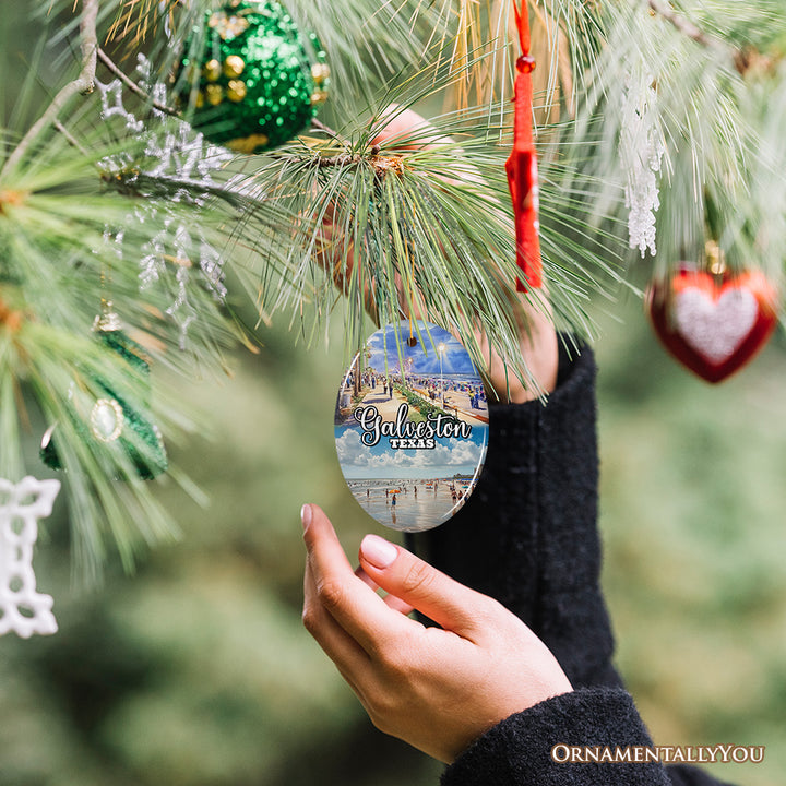Galveston Cultural Ceramic Ornament, Texas Coastal Christmas Gift