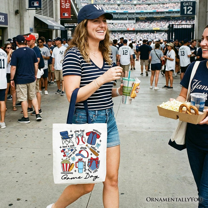 Game Day Baseball Tote Bag, Gift Shopper for Sports Fans Tote Bag OrnamentallyYou 