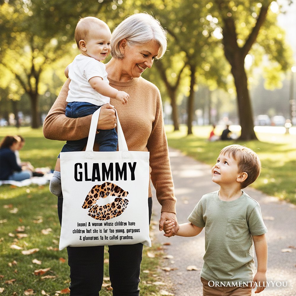 Glammy Leopard Lips Canvas Tote Bag, Coquette Gift Shopper for Stylish and Glamorous Grandmas Tote Bag OrnamentallyYou 