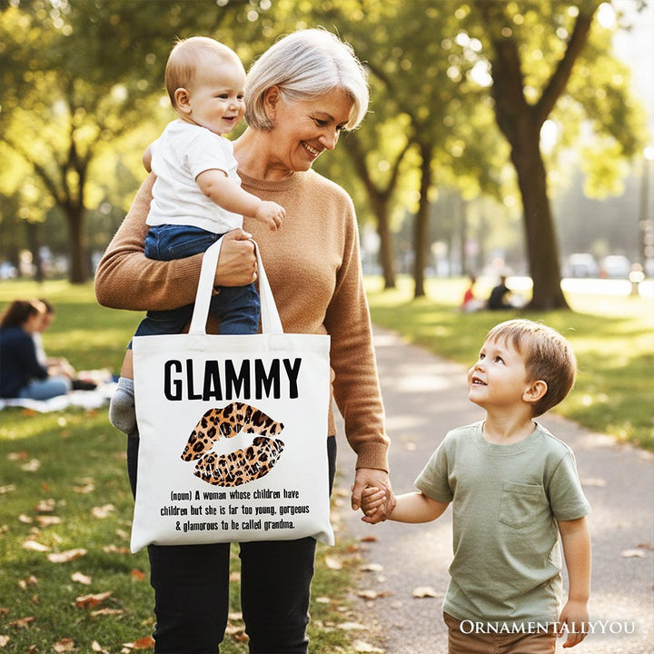 Glammy Leopard Lips Canvas Tote Bag, Coquette Gift Shopper for Stylish and Glamorous Grandmas Tote Bag OrnamentallyYou 