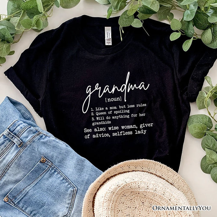Grandma Definition T-Shirt, White, Natural, Navy and Black Funny Tee for Grandmothers T-Shirts OrnamentallyYou Black XS 