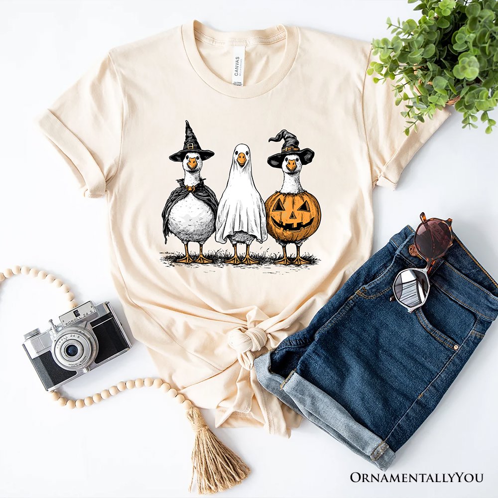 Haunting Honkers Goose T-Shirt, Funny Halloween Costumes Tee T-Shirts OrnamentallyYou Natural XS 
