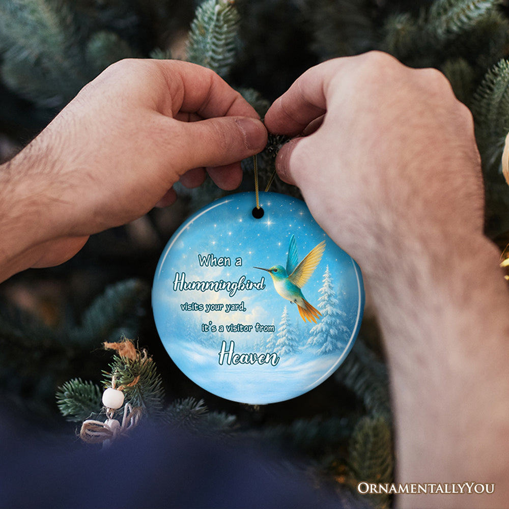 Hummingbird Visitor from Heaven Ornament, Sentimental Memorial Christmas Gift and Remembrance Keepsake