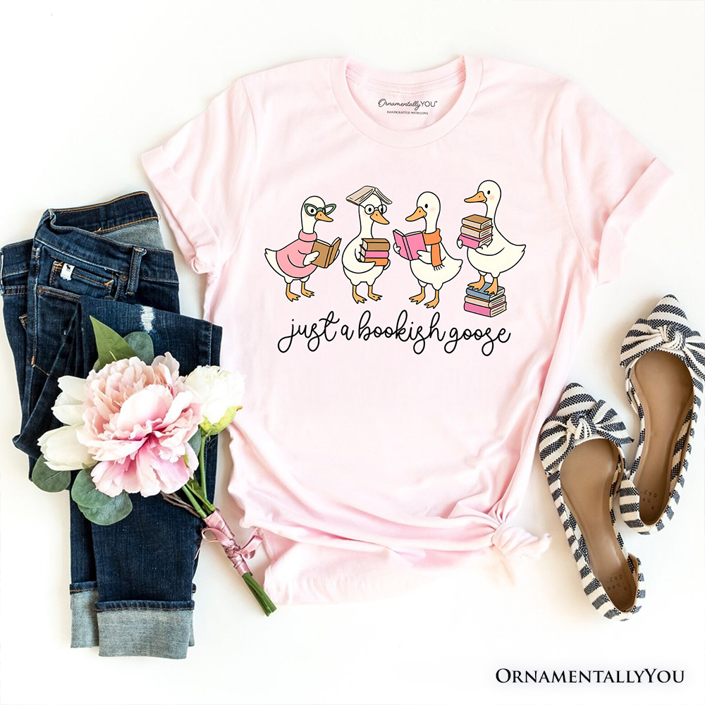 Just a Bookish Goose T-Shirt, Funny Nerdy Book Readers Tee for Bookworms