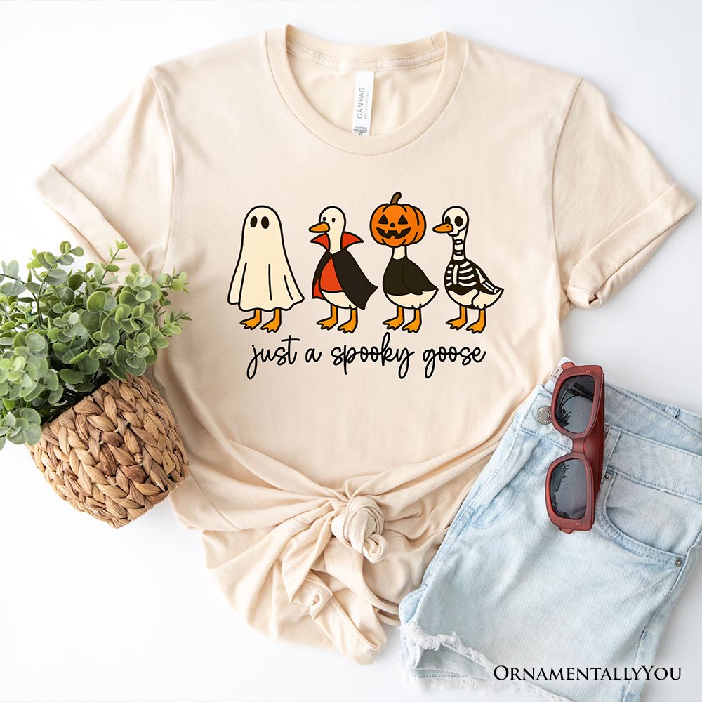 Just a Spooky Goose T-Shirt, Funny Halloween Costumes Tee T-Shirts OrnamentallyYou Natural XS 
