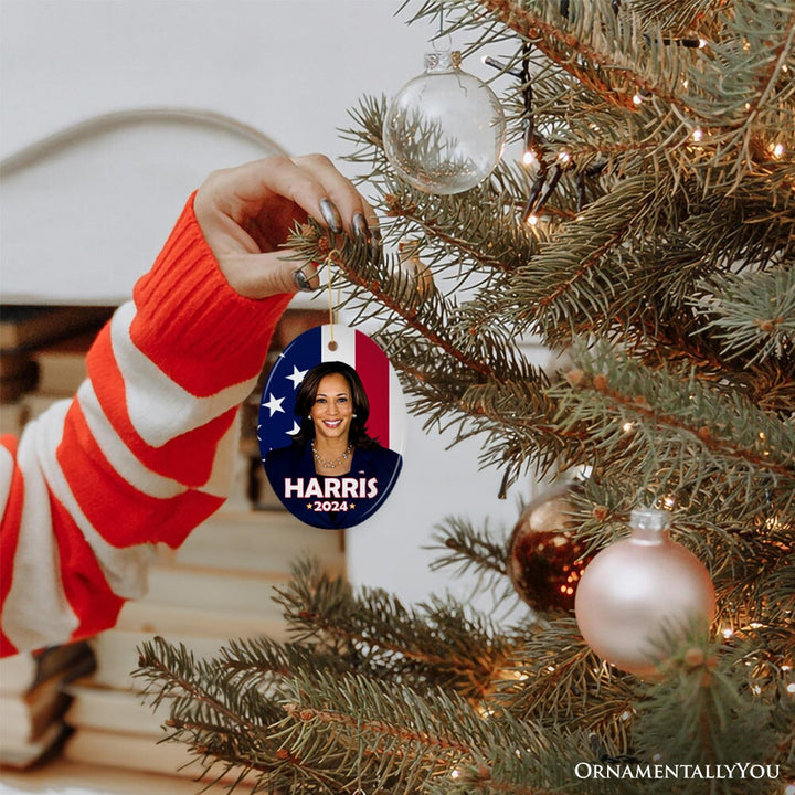 Kamala Harris Presidential Candidate 2024 Ornament, Gift For Patriotic Leadership Ceramic Ornament OrnamentallyYou 