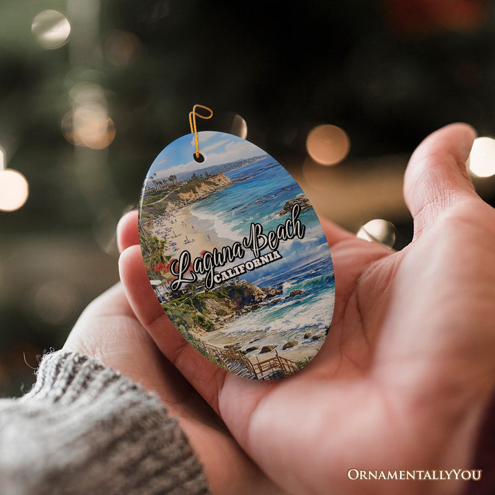 Laguna Beach Artistic Christmas Ornament, California Coastal Seaside Souvenir and Gift