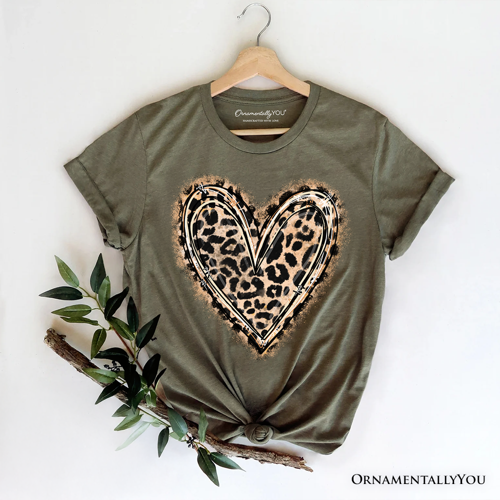 Leopard Heart Valentine T-Shirt, Watercolor Love Tee
