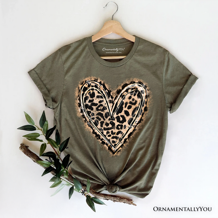 Leopard Heart Valentine T-Shirt, Watercolor Love Tee