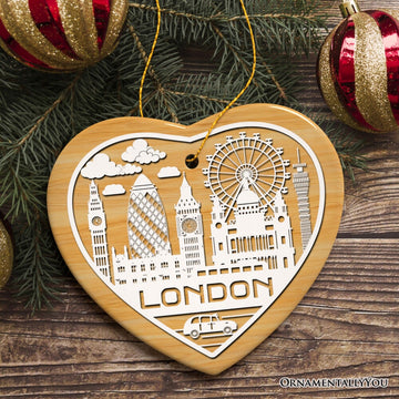 London City Unique Paper Art Themed Ceramic Christmas Ornament Ceramic Ornament OrnamentallyYou 