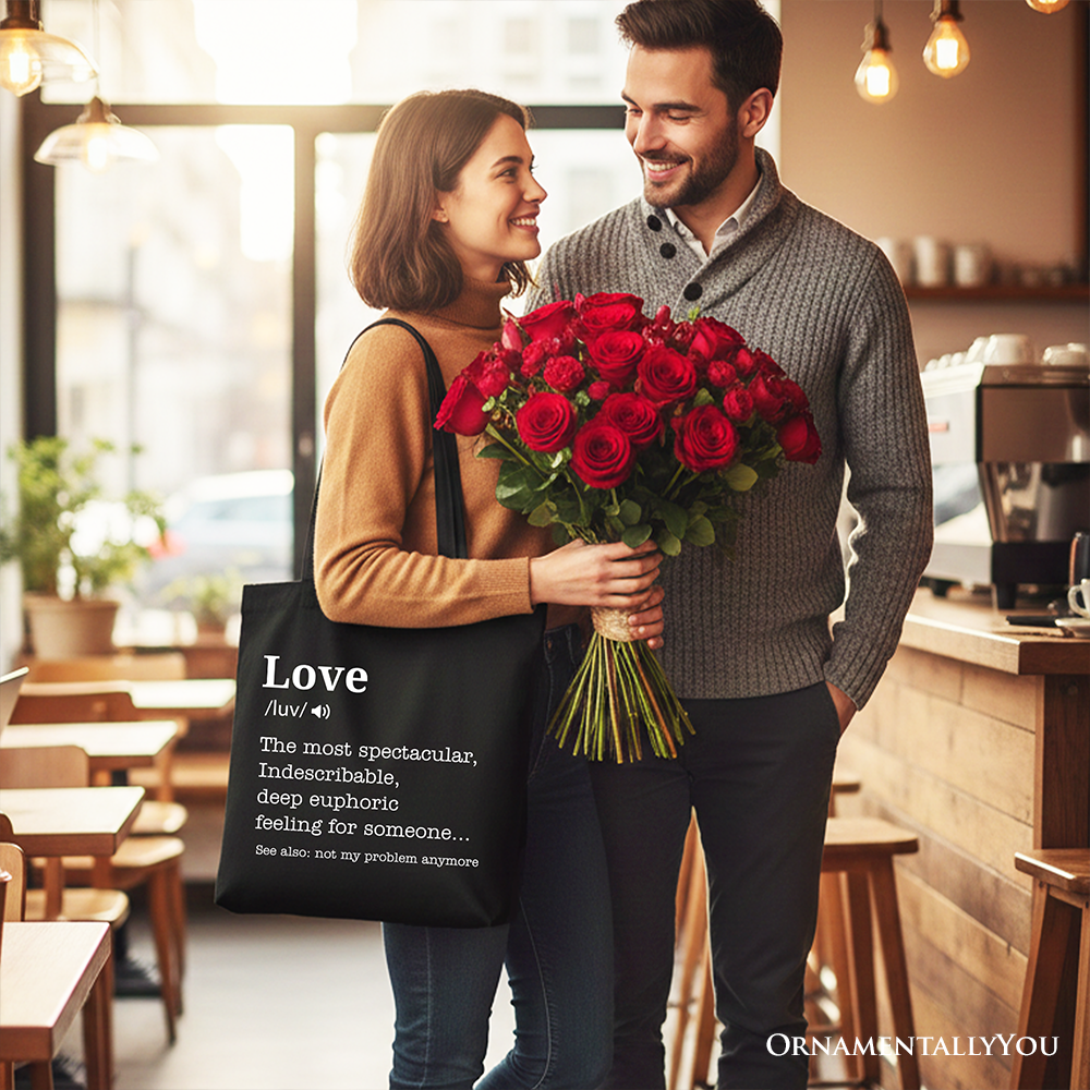 Love Not My Problem Anymore Definition Canvas Tote Bag, Sarcastic Gift Shopper for Exes