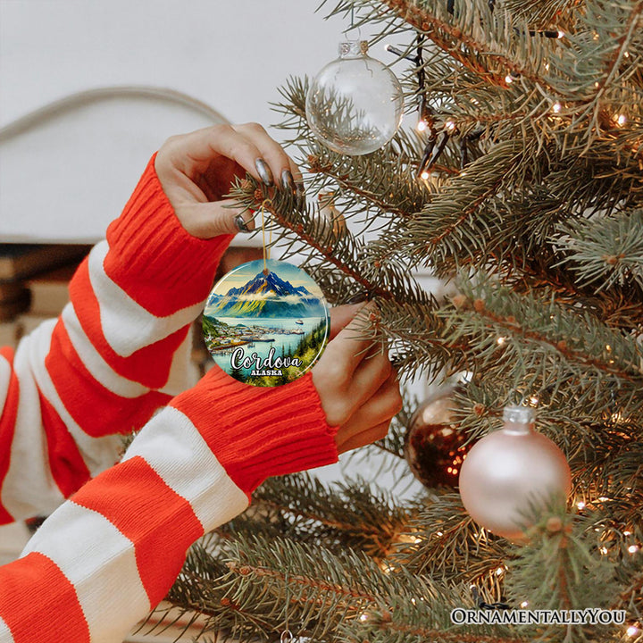 Majestic Cordova Alaska Ornament, Northern Coastal Mountain Town Christmas Gift and Keepsake