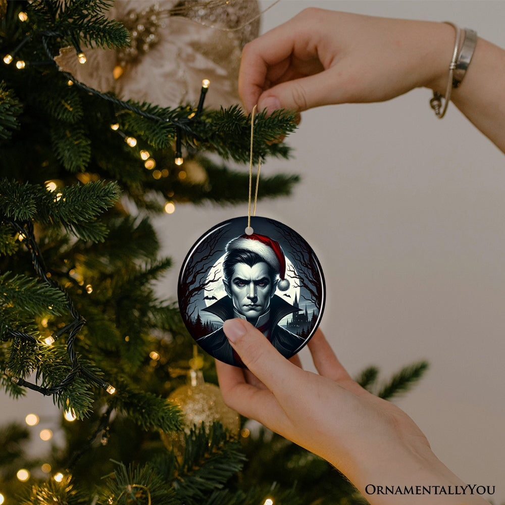 Midnight Terror Dracula Ornament, Sinister Holiday Keepsake and Halloween Tree Decor Ceramic Ornament OrnamentallyYou 