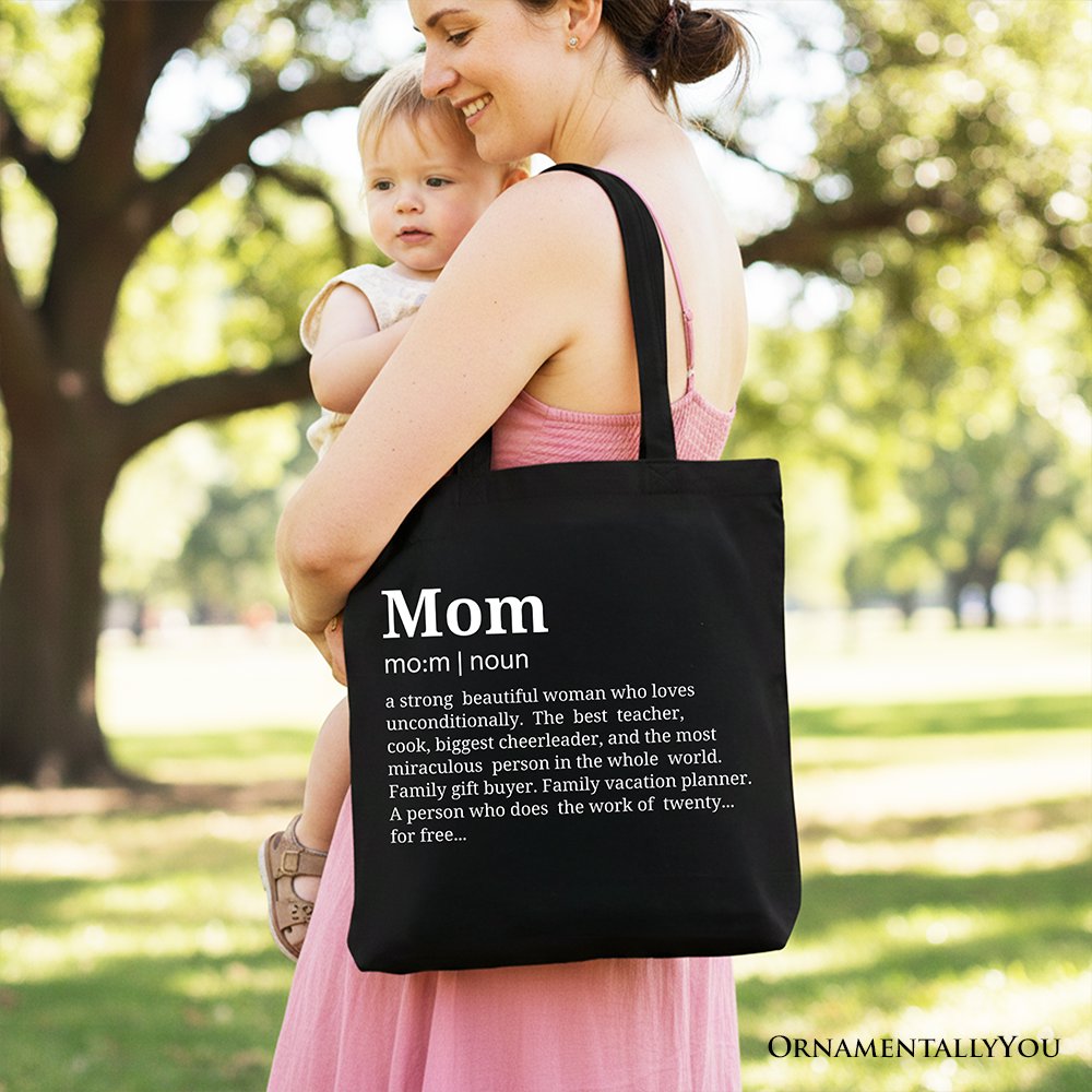 Mom Definition Canvas Tote Bag, Funny Mothers Day Gift Shopper Tote Bag OrnamentallyYou 