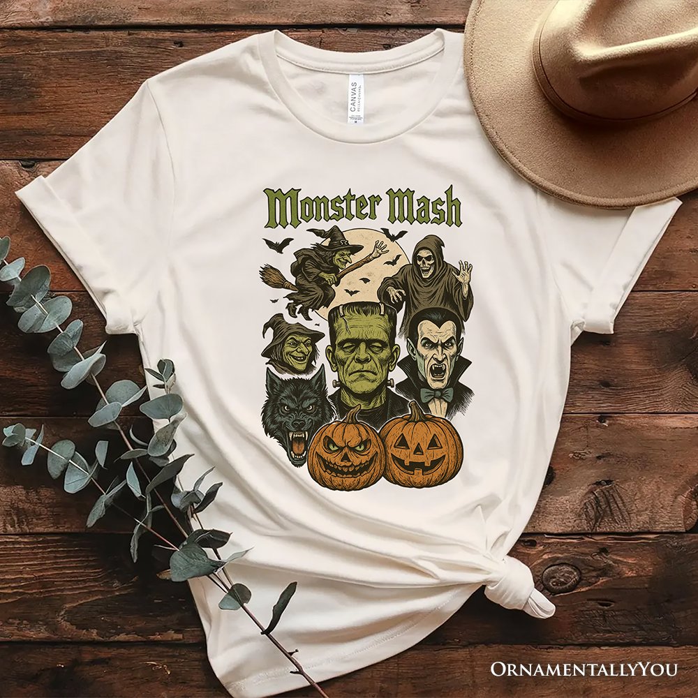 Monster Mash Classic T-Shirt, Halloween Monsters Tee for The Spooky Season T-Shirts OrnamentallyYou Natural XS 