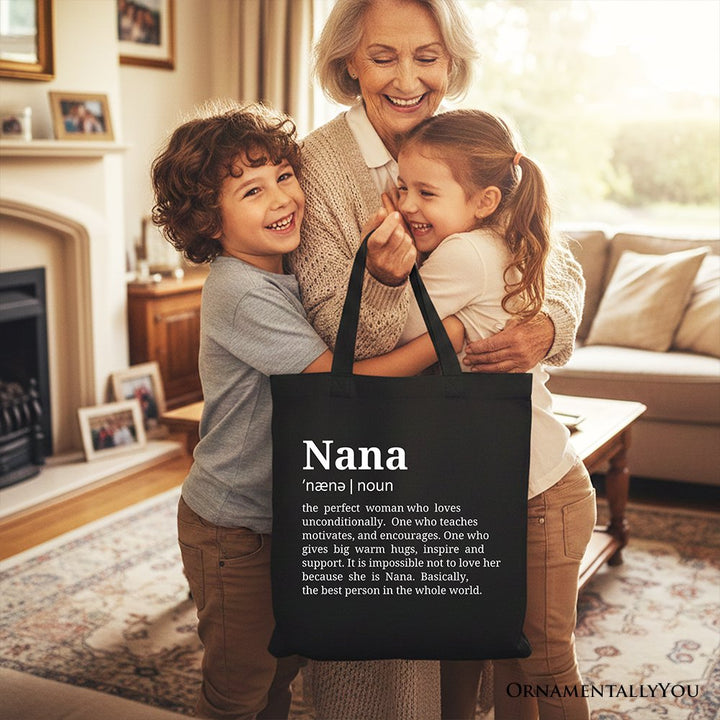 Nana Definition Canvas Tote Bag, Funny Grandmother Gift Shopper Tote Bag OrnamentallyYou 