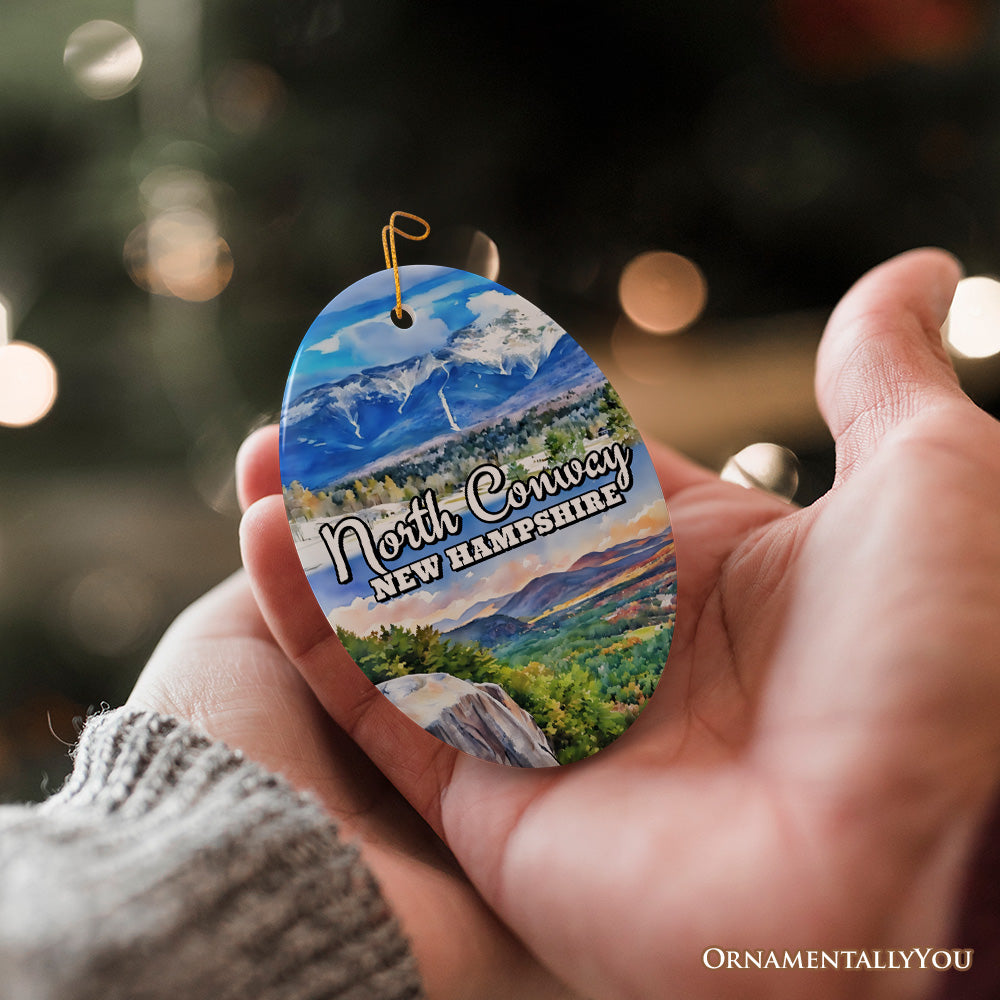 North Conway Scenic Adventure Ornament, New Hampshire White Mountain Charm and Christmas Gift and Souvenir