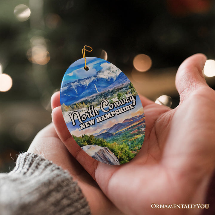 North Conway Scenic Adventure Ornament, New Hampshire White Mountain Charm and Christmas Gift and Souvenir