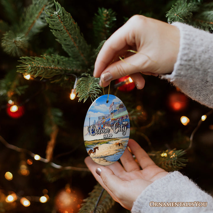 Ocean City Ceramic Ornament, Maryland Coastal Themes Christmas Decoration and Gift