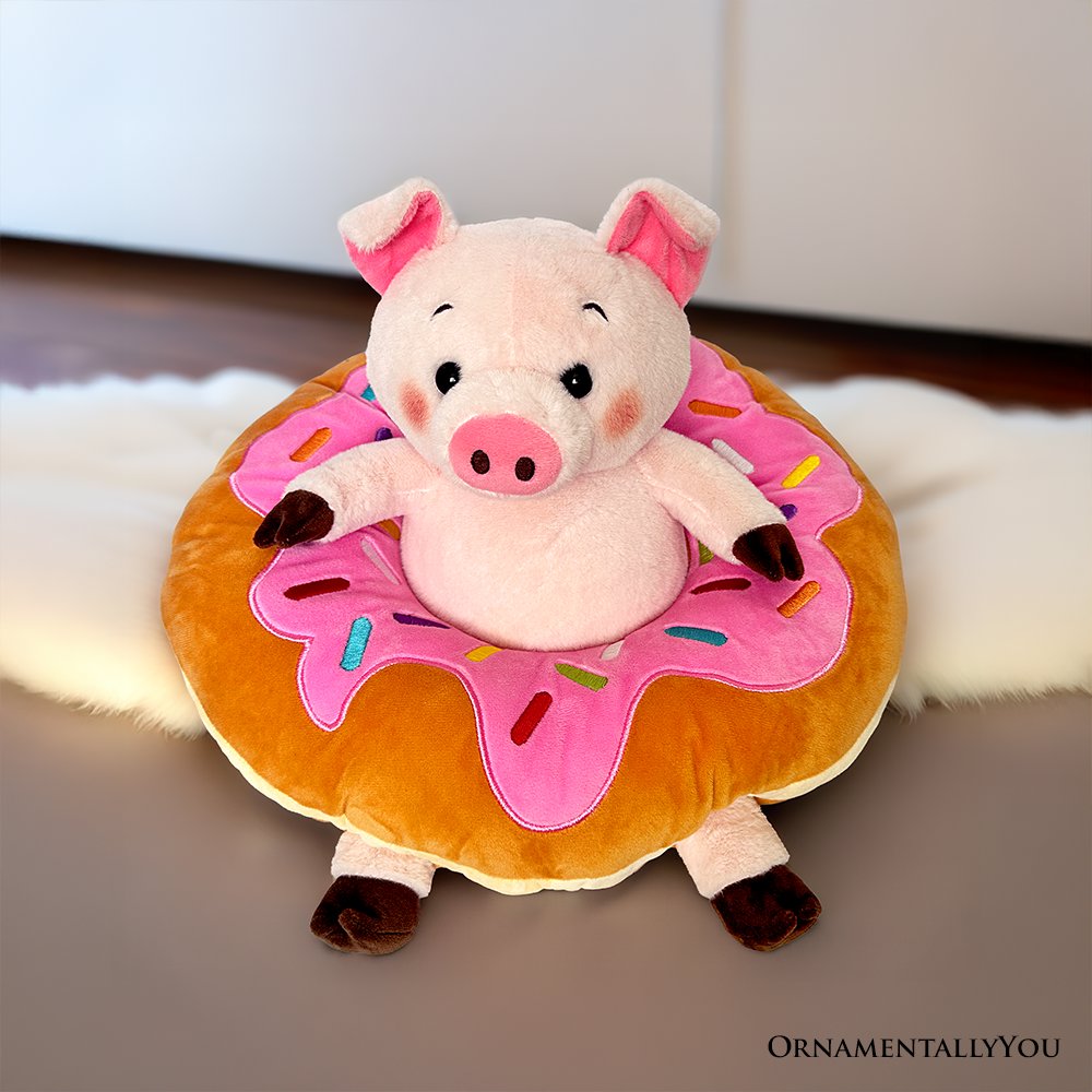 Ollie Oinker the Pig Plushie, Adorable 12" Donut Ring Stuffed Animal for Kids’ Gifts Plush Toys OrnamentallyYou 