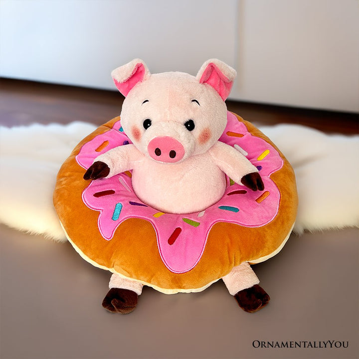 Ollie Oinker the Pig Plushie, Adorable 12" Donut Ring Stuffed Animal for Kids’ Gifts Plush Toys OrnamentallyYou 