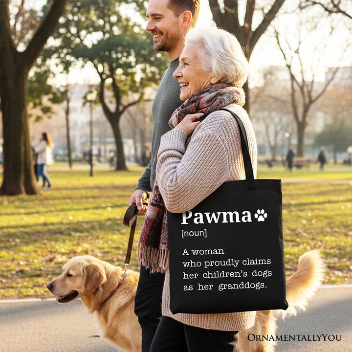 Pawma Definition Canvas Tote Bag, Funny Dog Lovers Mom Gift Shopper Tote Bag OrnamentallyYou 