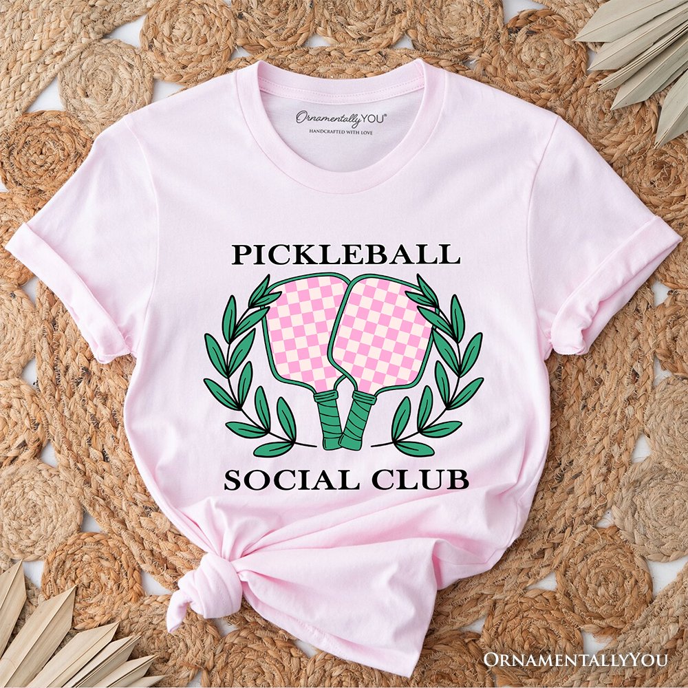 Pickleball Social Club T-Shirt, Cute Retro Girly Sporty Tee T-Shirts OrnamentallyYou Soft Pink XS 