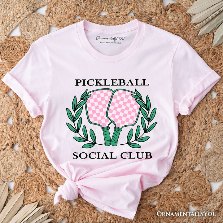 Pickleball Social Club T-Shirt, Cute Retro Girly Sporty Tee T-Shirts OrnamentallyYou Soft Pink XS 