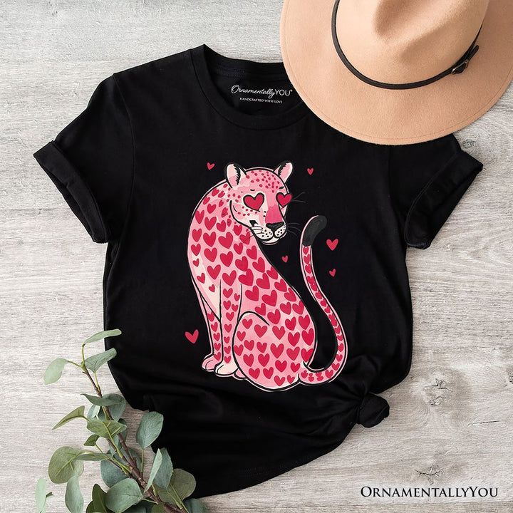 Pink Leopard Valentine T-Shirt, Cute Love Hearts Tee T-Shirts OrnamentallyYou Black XS 