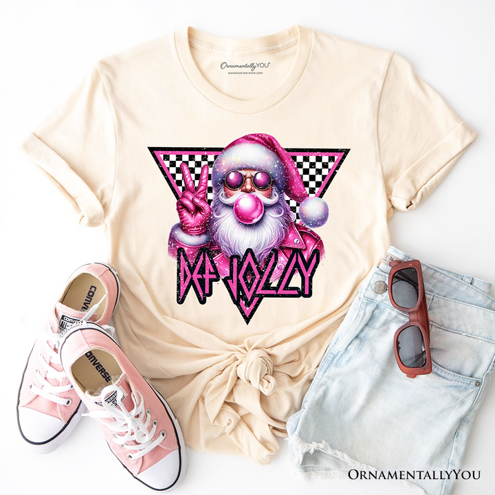 Pink Santa Blowing Bubblegum T‑Shirt, Def Jolly Coquette Retro Christmas Tee