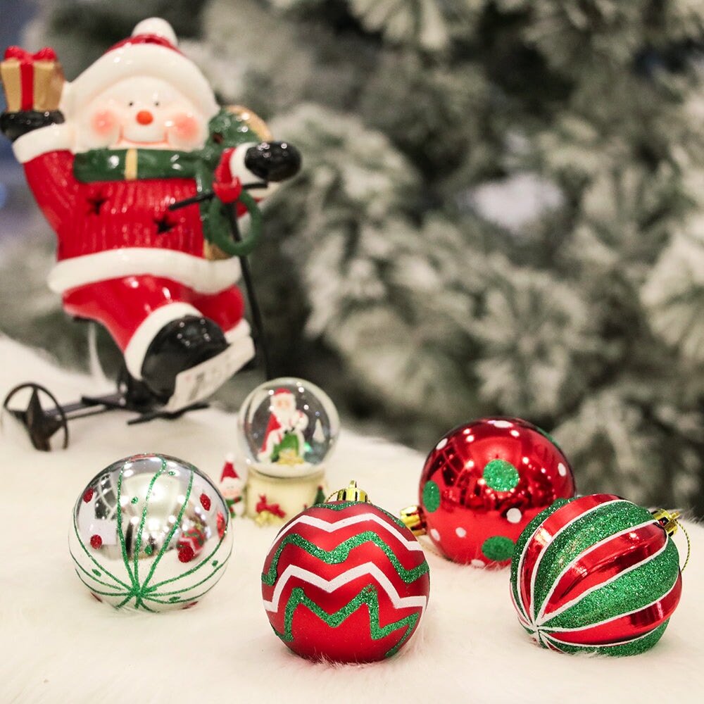 Playfully Patterned Christmas Ornament Bauble Set, 35 Round Holiday Balls Ornament Bundle OrnamentallyYou 